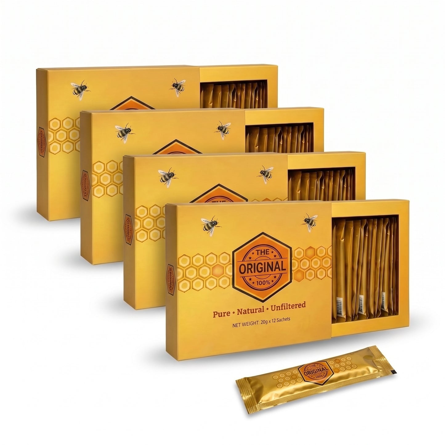 4x Original Premium Honey - 12 Packs x 20 Grams
