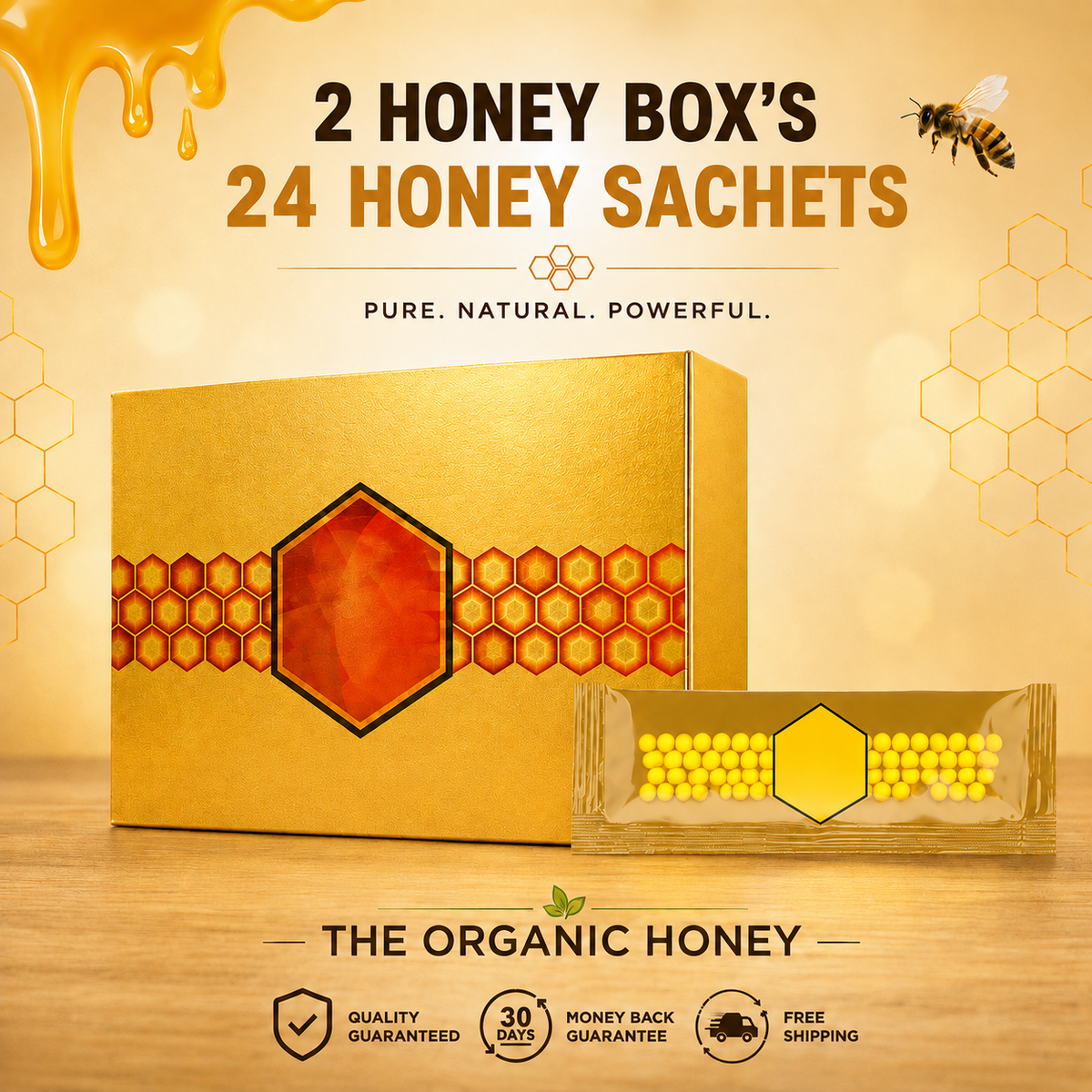 Natural Honey Sachets – 12 Packs x 20 Grams Box