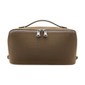 Title Large Lychee Texture PU Leather Travel Makeup Bag with TPU Brush Compartment