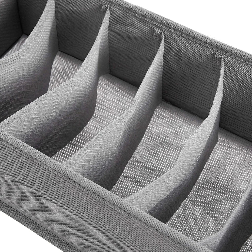 2-Pack Gray Fabric  Drawer Organizer Dividers with 6 Compartments