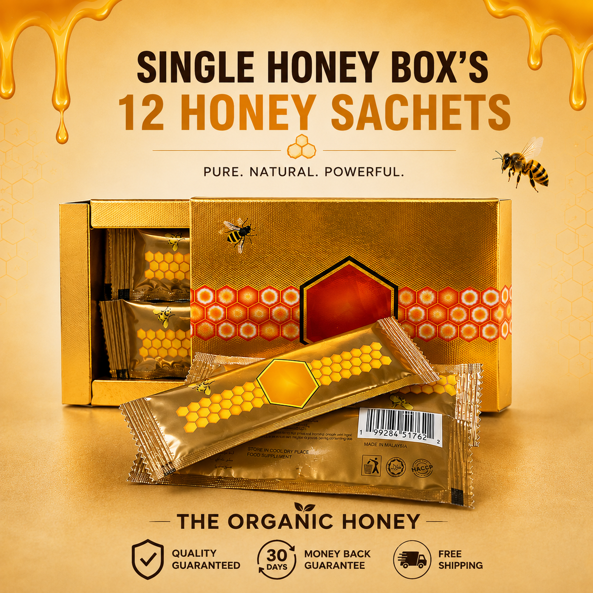 Natural Honey Sachets – 12 Packs x 20 Grams
